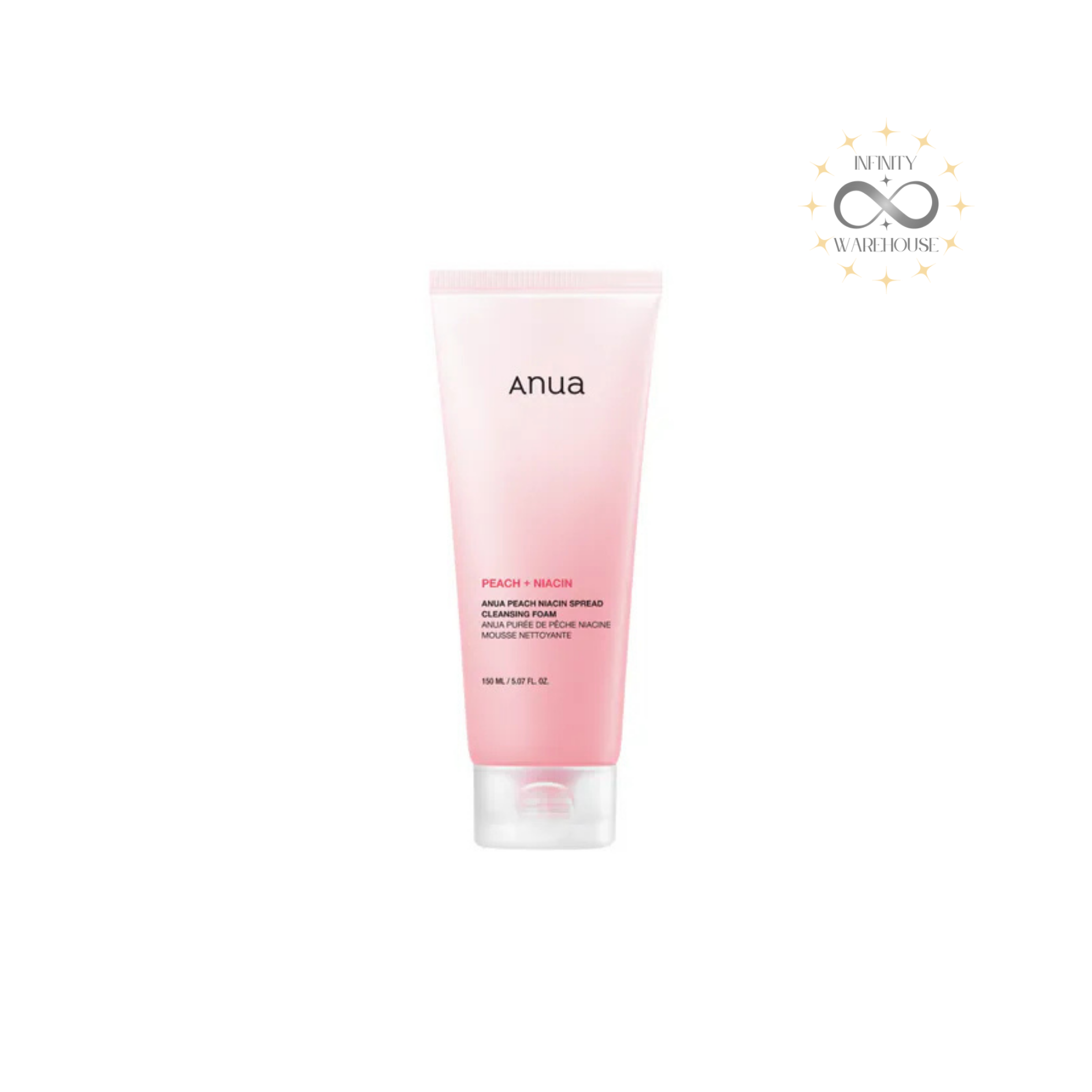 Anua Peach Niacin Spread Cleansing Foam 150ml with peach extract, niacinamide and lactobacillus ferment for pore care and brightening sensitive skin
