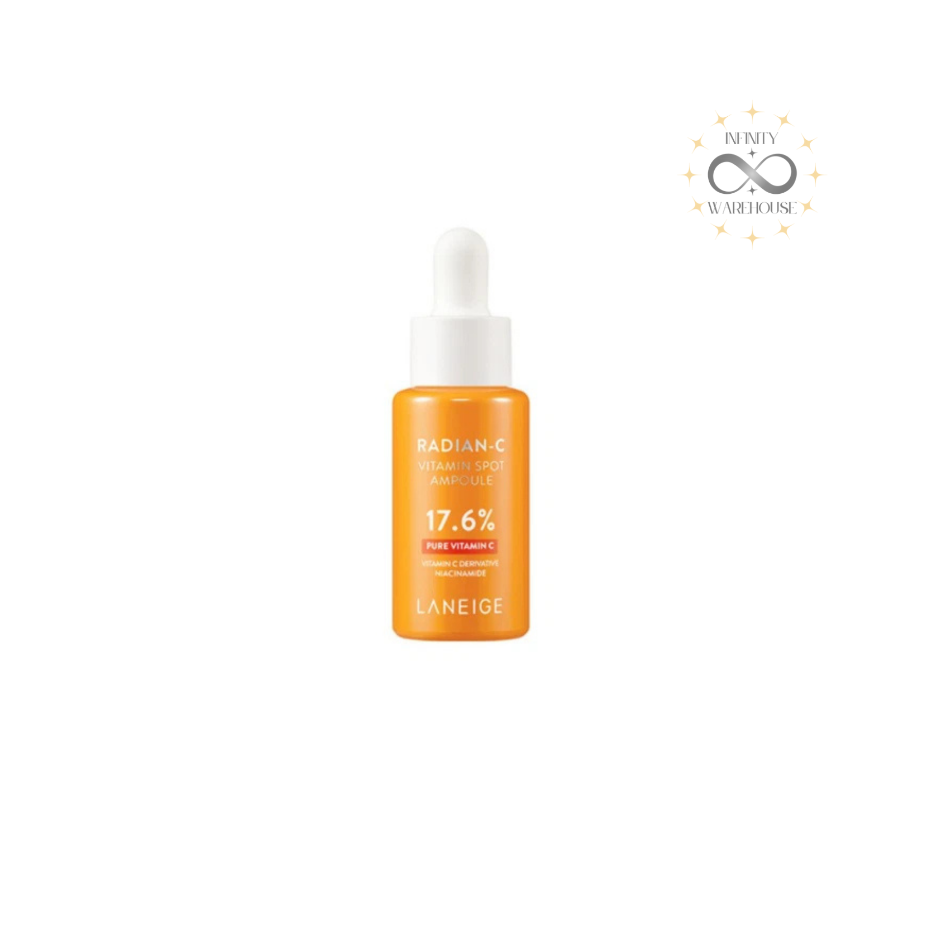 LANEIGE Radian-C Vitamin Spot Ampoule 10g with 17.6% pure vitamin C, Radian-C 3x Blend complex, niacinamide, vitamin C derivative and tranexamic acid for dark spots reduction, brightening and antioxidant care
