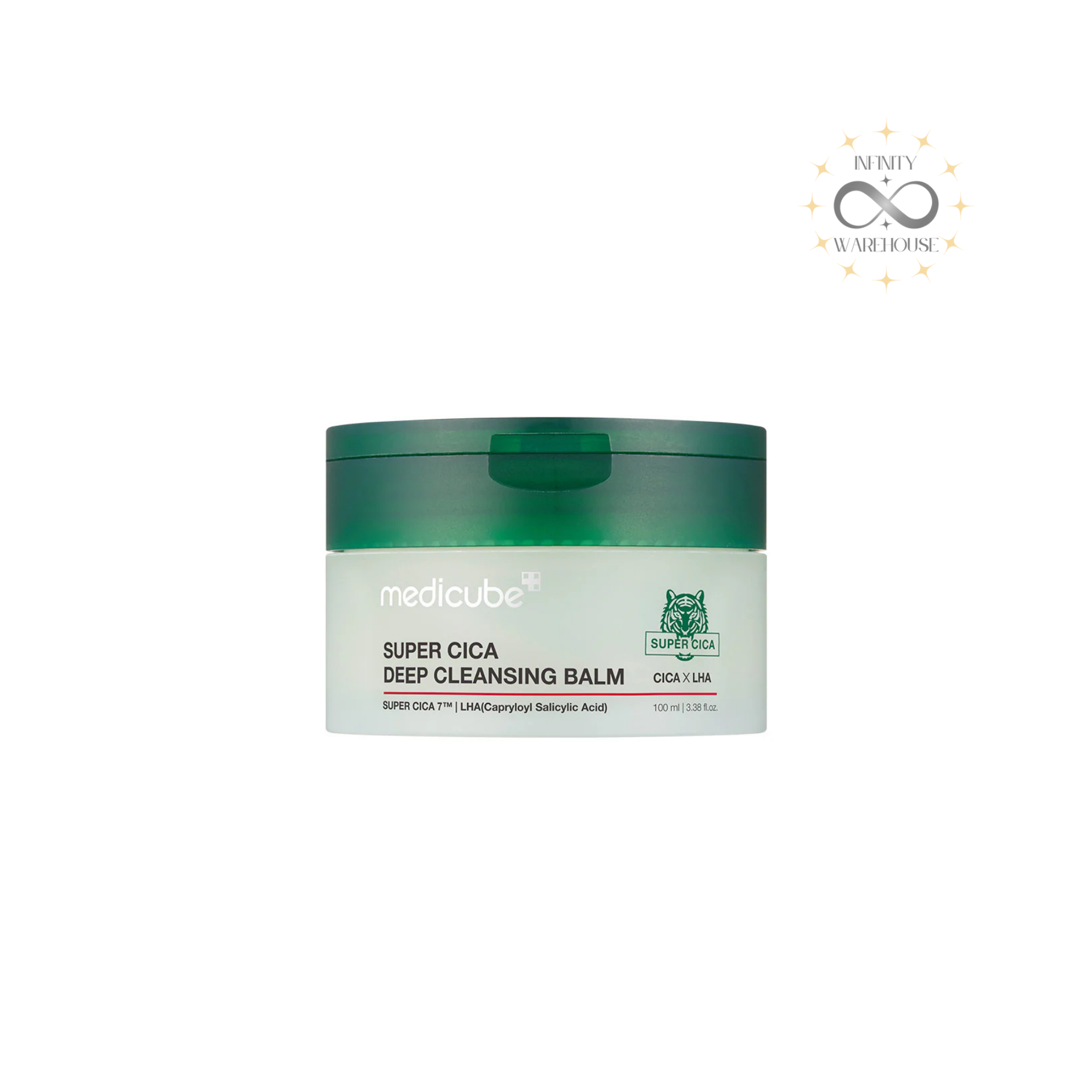 MEDICUBE Super Cica Deep Cleansing Balm 100ml with Centella Asiatica powder (3,000ppm), LHA, matricaria flower oil, madecassoside and sorbet-like texture for waterproof makeup removal, pore cleansing, gentle exfoliation and sensitive skin soothing
