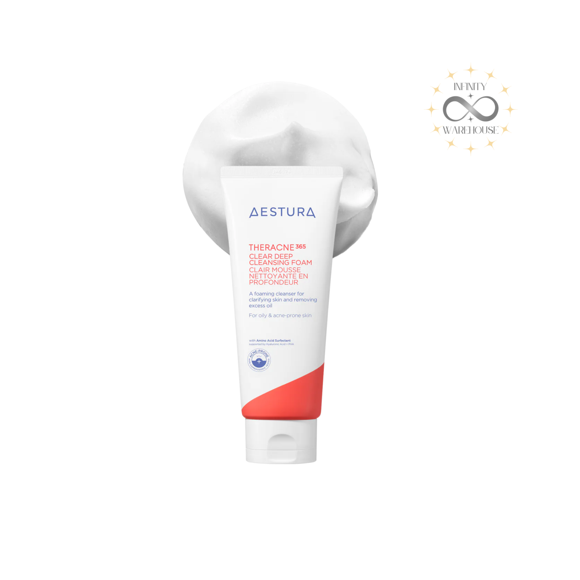 AESTURA Theracne 365 Clear Deep Cleansing Foam 200ml Korean amino acid foaming cleanser for acne-prone oily skin with neutral pH formula
