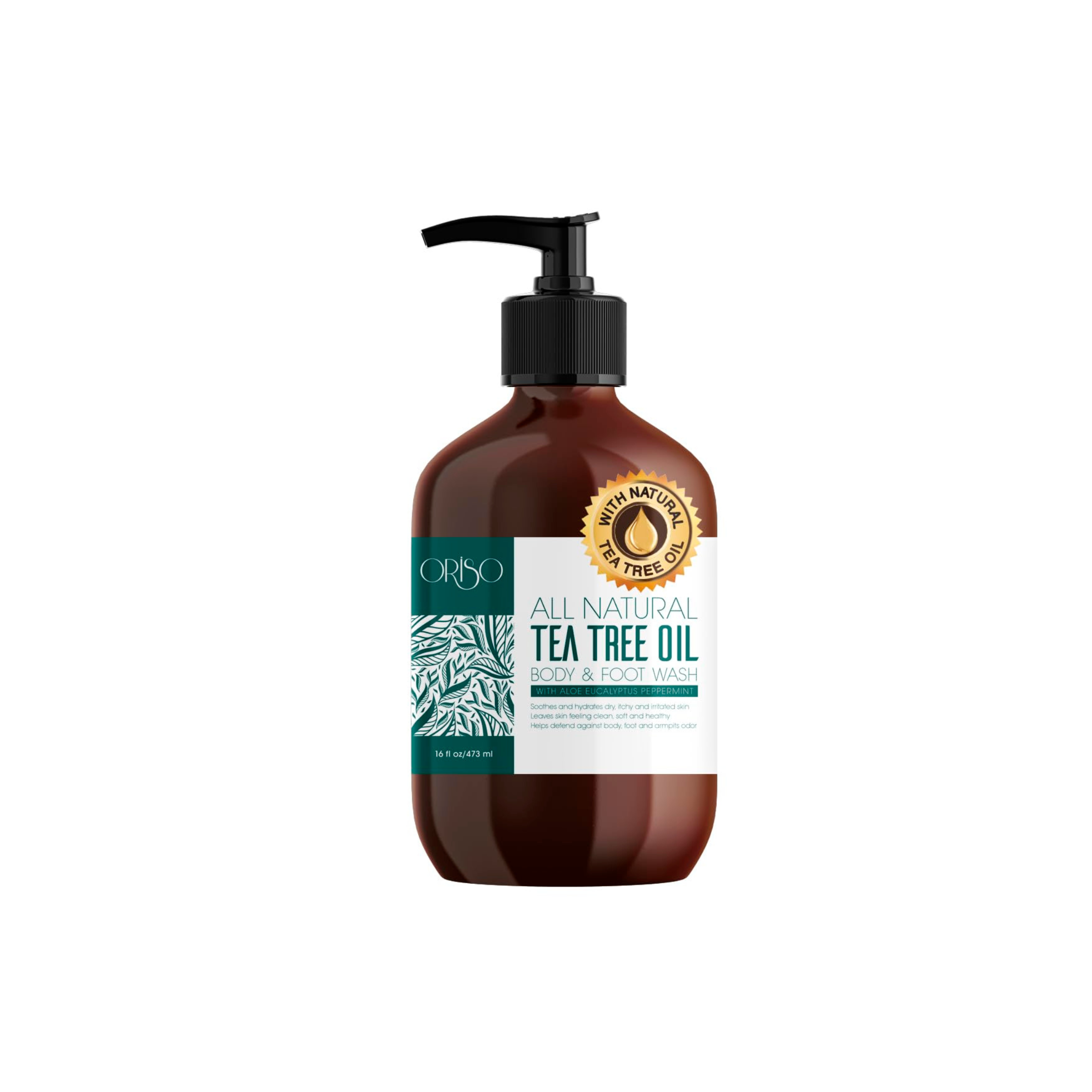 Tea Tree Oil Body Wash - Antifungal - Antibacterial Soap-Helps Athletes Foot - Toenail Fungus - Ringworm - Jock Itchy - Acne - Eczema - Yeast Infection - Body Odor - Itchy Skin - Sulfate Free - 16oz
