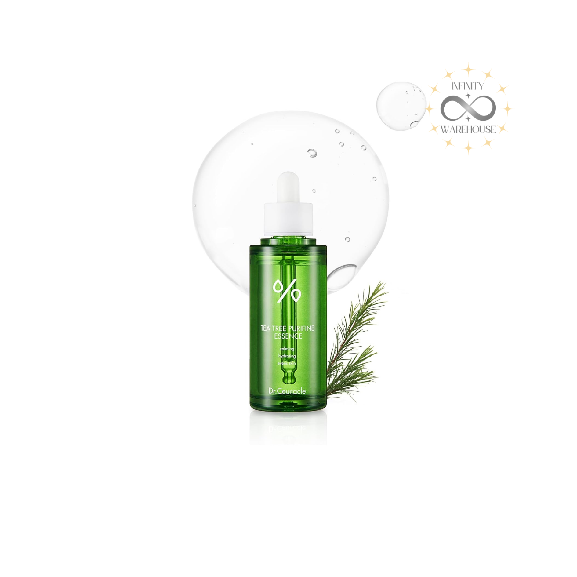 Dr.Ceuracle Tea Tree Purifine 95 Essence 50ml with 95% tea tree extract, witch hazel extract and ceramide NP for sensitive acne-prone skin calming and blemish care
