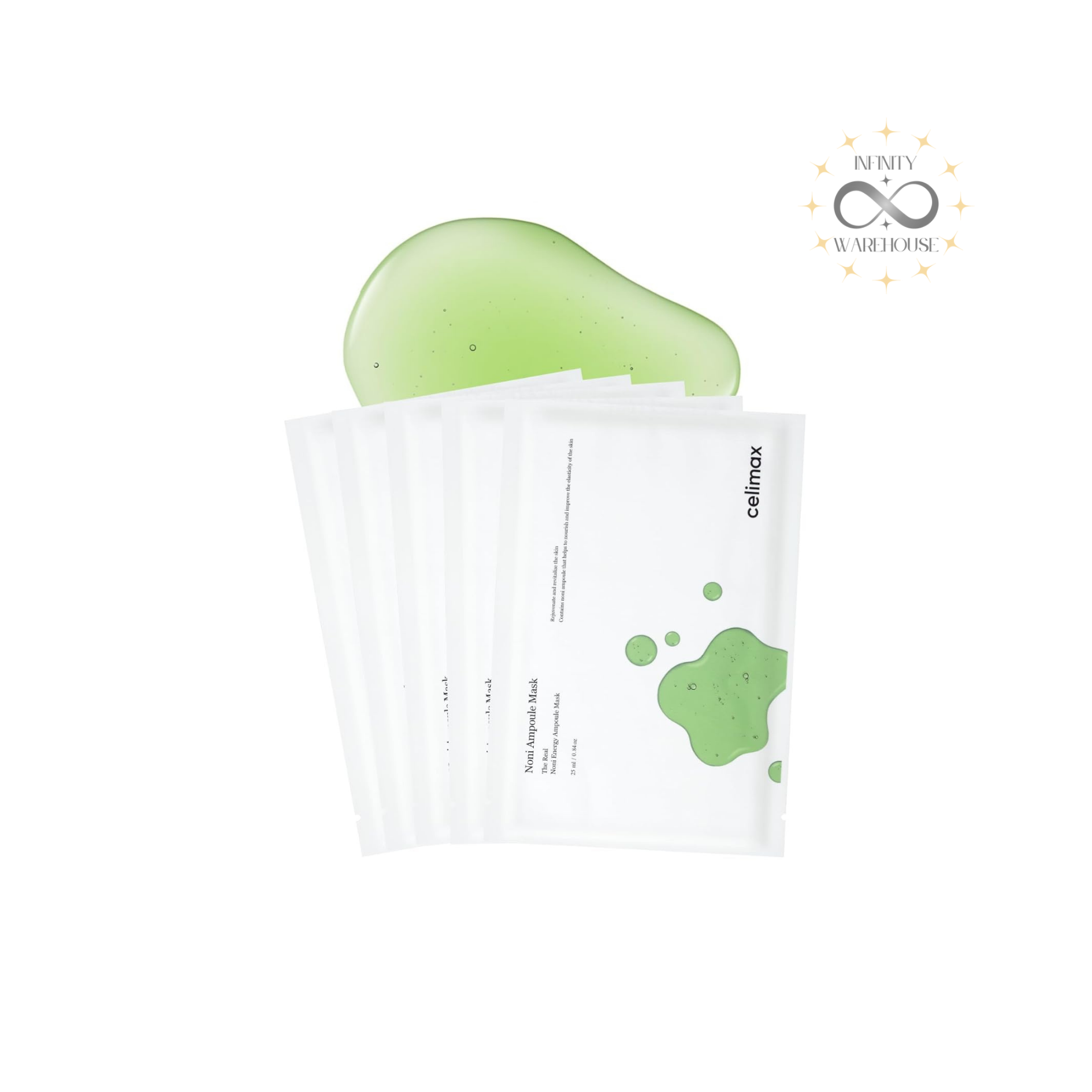 Celimax The Real Noni Energy Ampoule Mask 10 sheets with 52% noni fruit extract, adenosine and hyaluronic acid for anti-aging, deep hydration and skin elasticity
