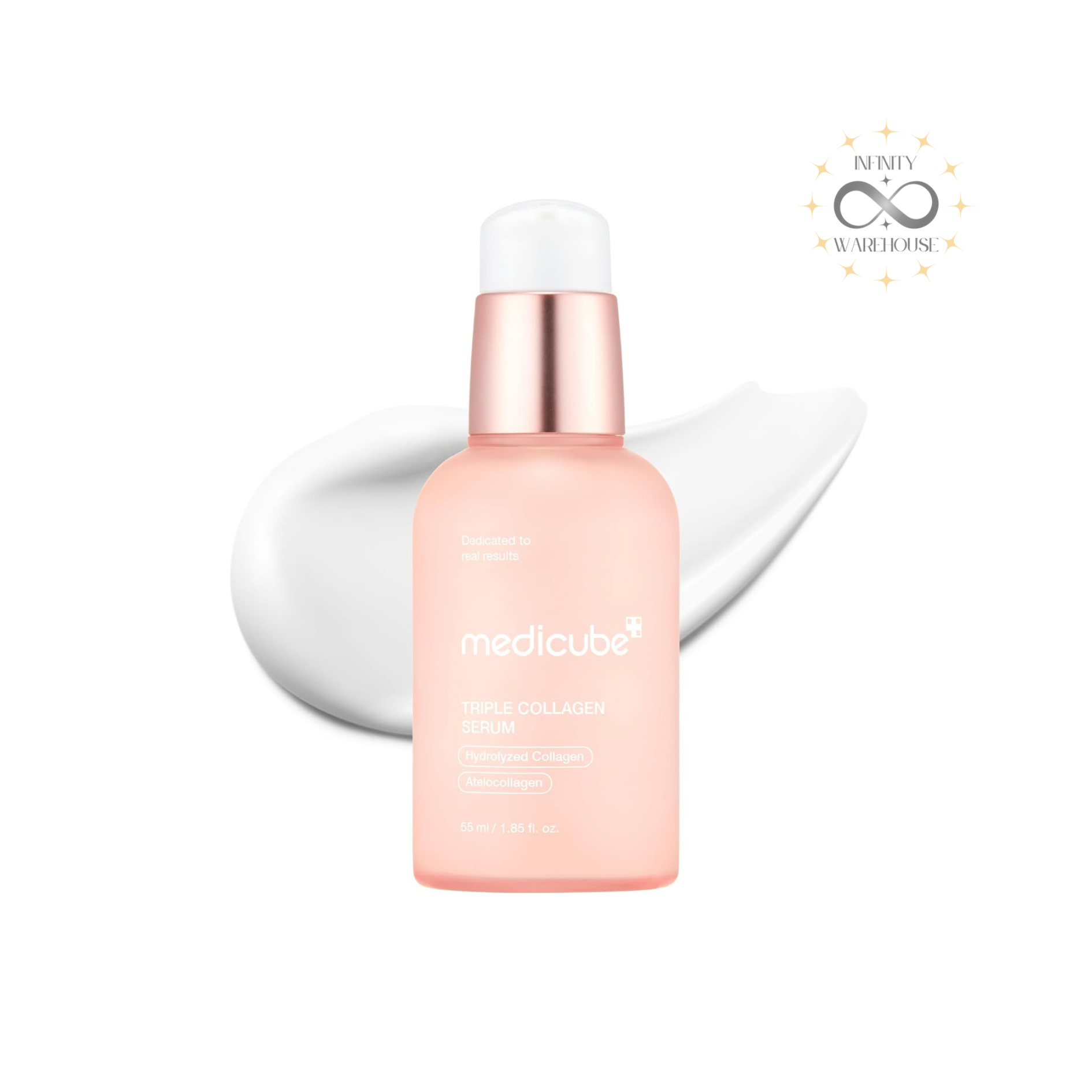 MEDICUBE Triple Collagen Serum 4.0 55ml with 20,000ppm Triple Collagen Complex, hydrolyzed collagen, atelo collagen, soluble collagen, niacinamide, hyaluronic acid, adenosine and premium French elastin for skin elasticity improvement, anti-aging, brightening and deep hydration
