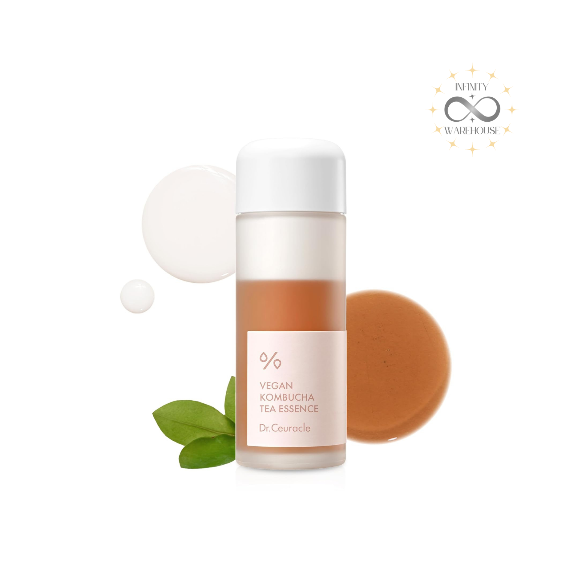 Dr.Ceuracle Vegan Kombucha Tea Essence 150ml with 78% Vegan Tea Complex, 20% kombucha tea extract, 58.9% green tea leaf water and probiotics for balanced hydration and skin detox
