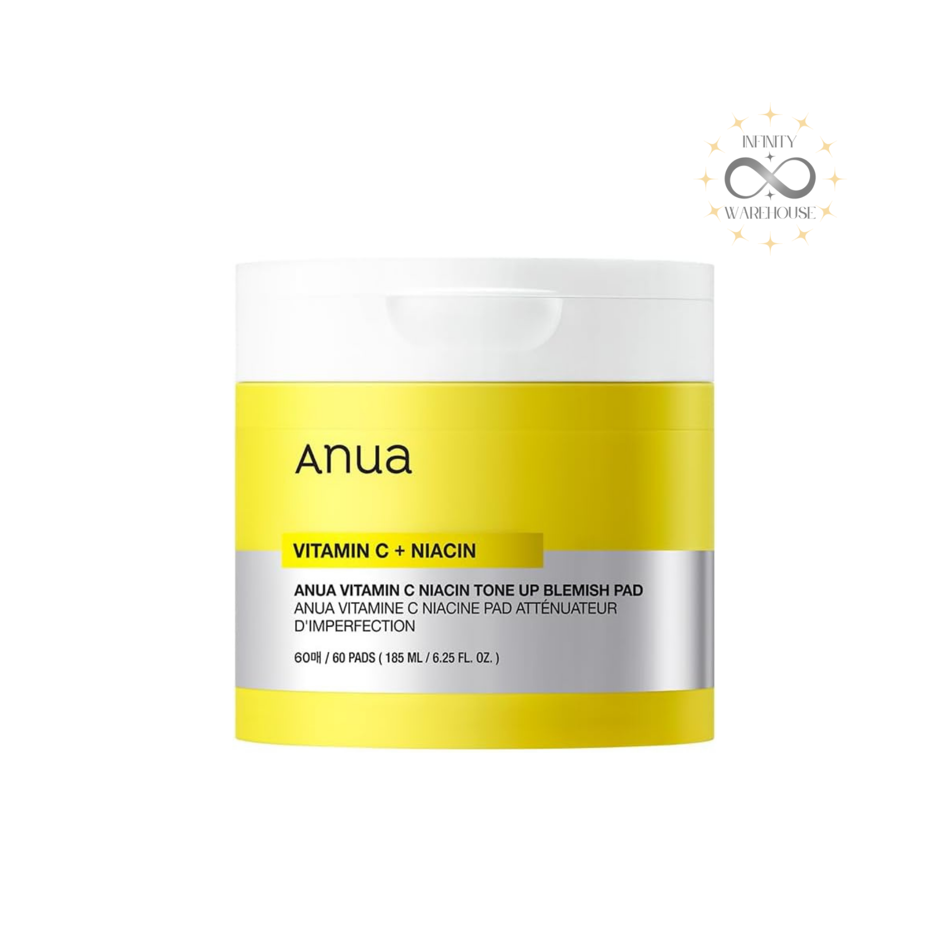 ANUA Vitamin C Niacin Tone-up Blemish Spot Pad x 60 Pads Korean brightening toner pads with 20% vitamin C and 5% niacinamide for dark spots
