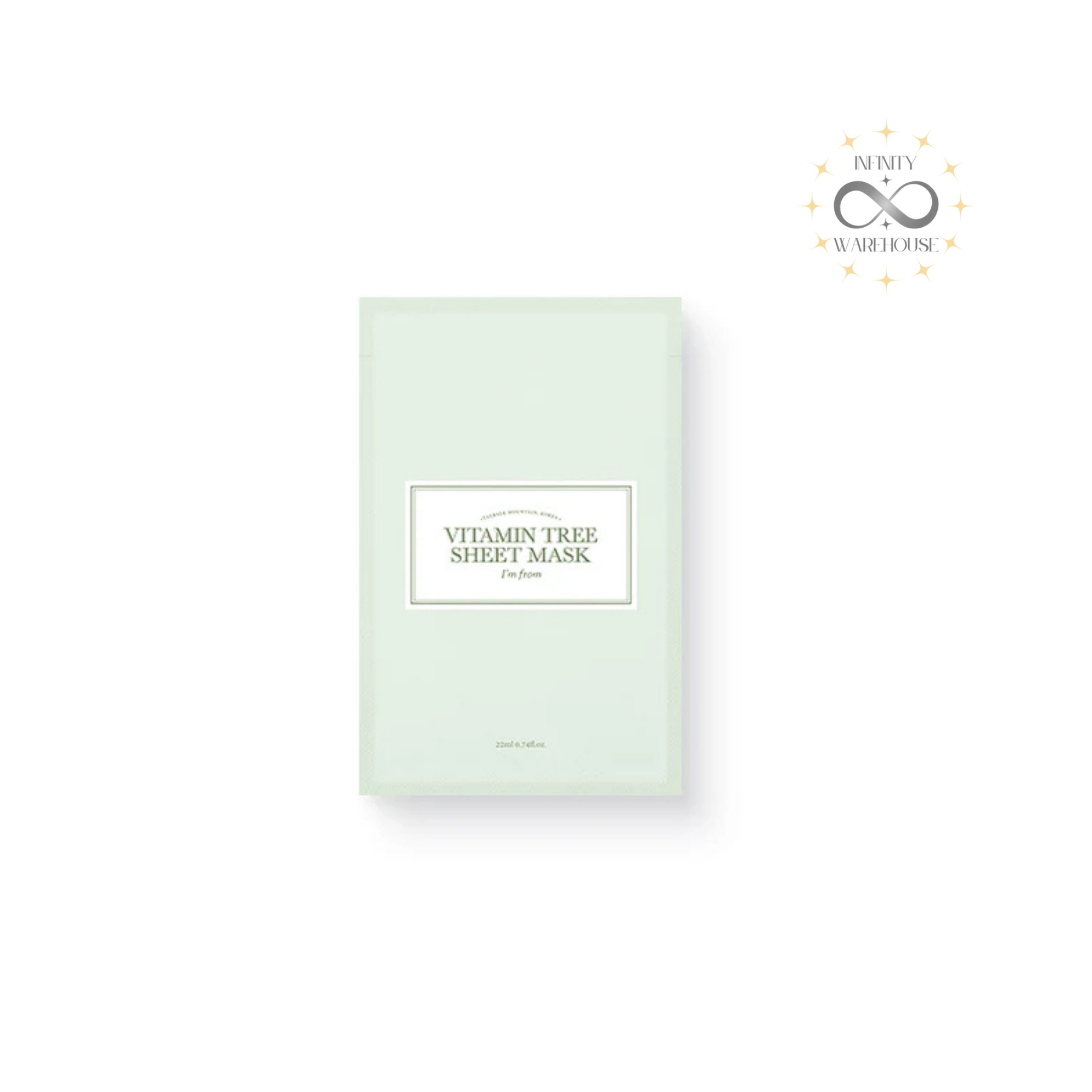 I'm From Vitamin Tree Sheet Mask 5 sheets with 82.17% vitamin tree leaf water, niacinamide, centella asiatica and allantoin for brightening, soothing and deep hydration
