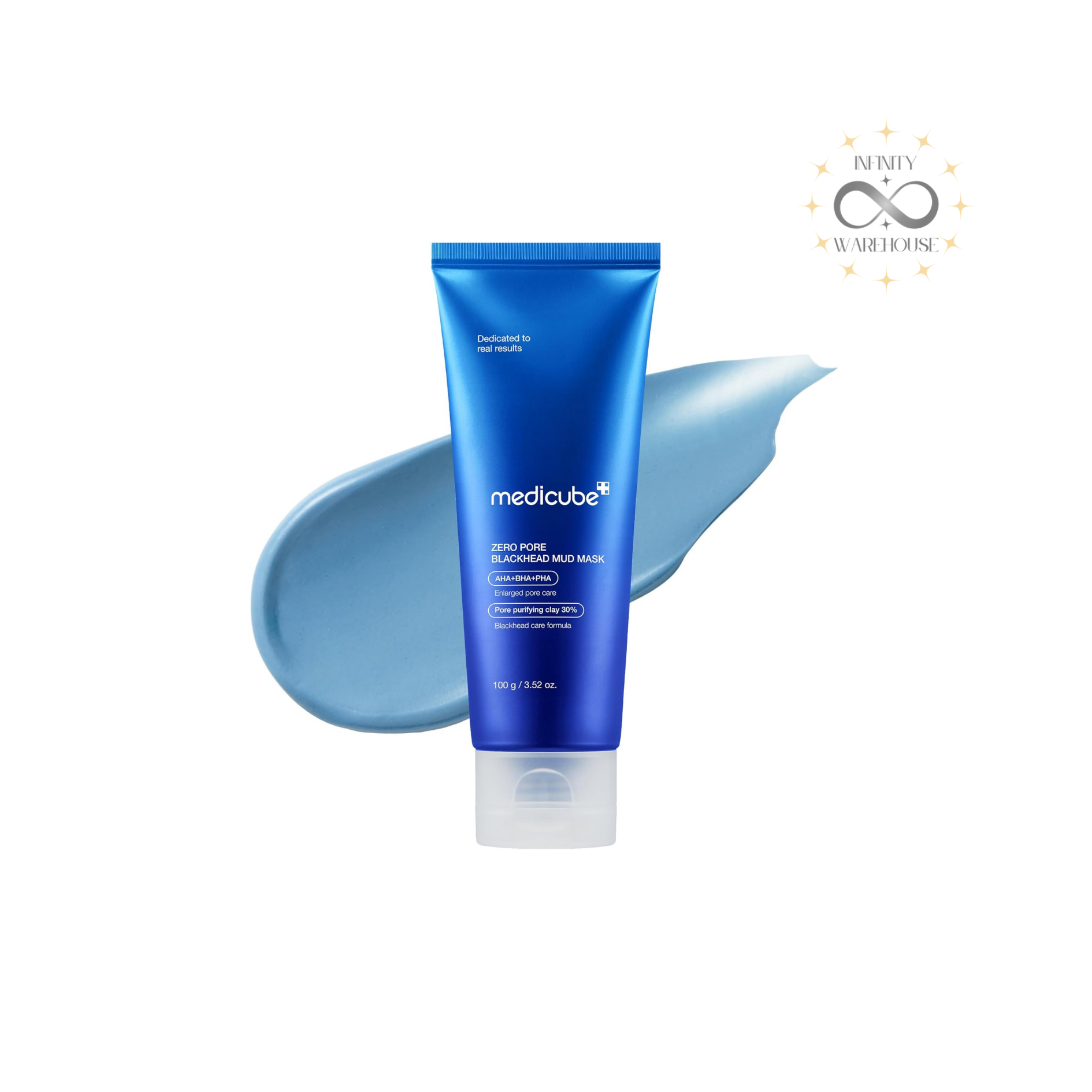 MEDICUBE Zero Pore Blackhead Mud Facial Pack 100g with AHA, BHA, PHA, bentonite clay, Canadian colloidal clay, kaolin clay, guaiazulene, allantoin and 3-minute quick dry formula for blackhead removal, pore tightening, excess sebum control and deep cleansing
