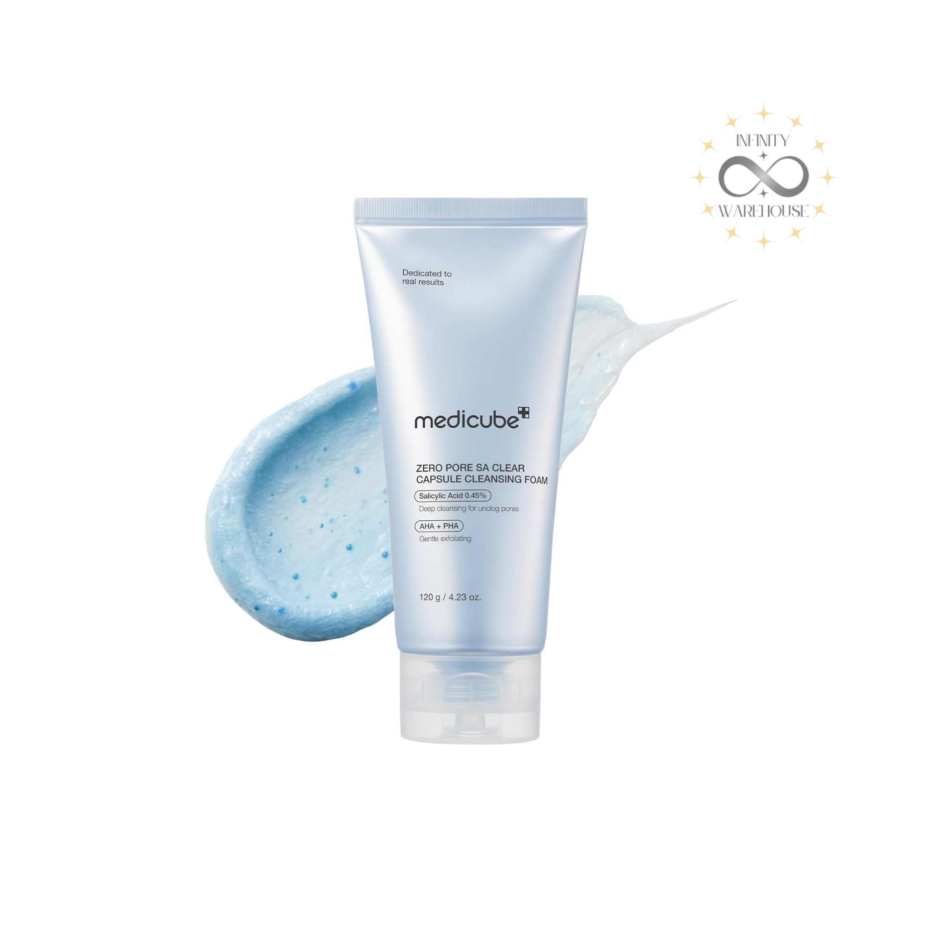 MEDICUBE Zero Pore Clearing Capsule Foam Cleanser 120g with exosome capsules (500x smaller than pores), natural BHA from white willow bark extract, salicylic acid, cica exosomes, mandelic acid, gluconolactone and amino acid-based foam for deep pore cleansing, sebum removal, blackhead reduction and 99.78% pore-clogging impurities removal

