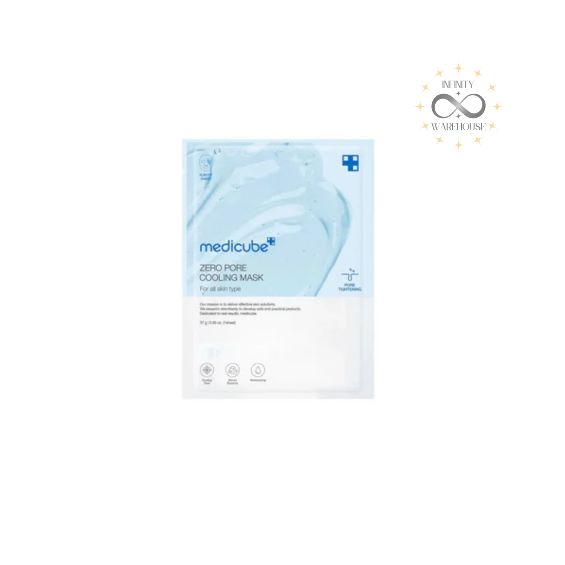 MEDICUBE Zero Pore Cooling Mask (5 Sheets) 27g each with Anti Sebum P complex, niacinamide, adenosine, POREPEP, POREBLUR, camphor cooling effect and Cupra Tencel sheet for pore tightening, skin temperature cooling, sebum control and blackhead reduction
