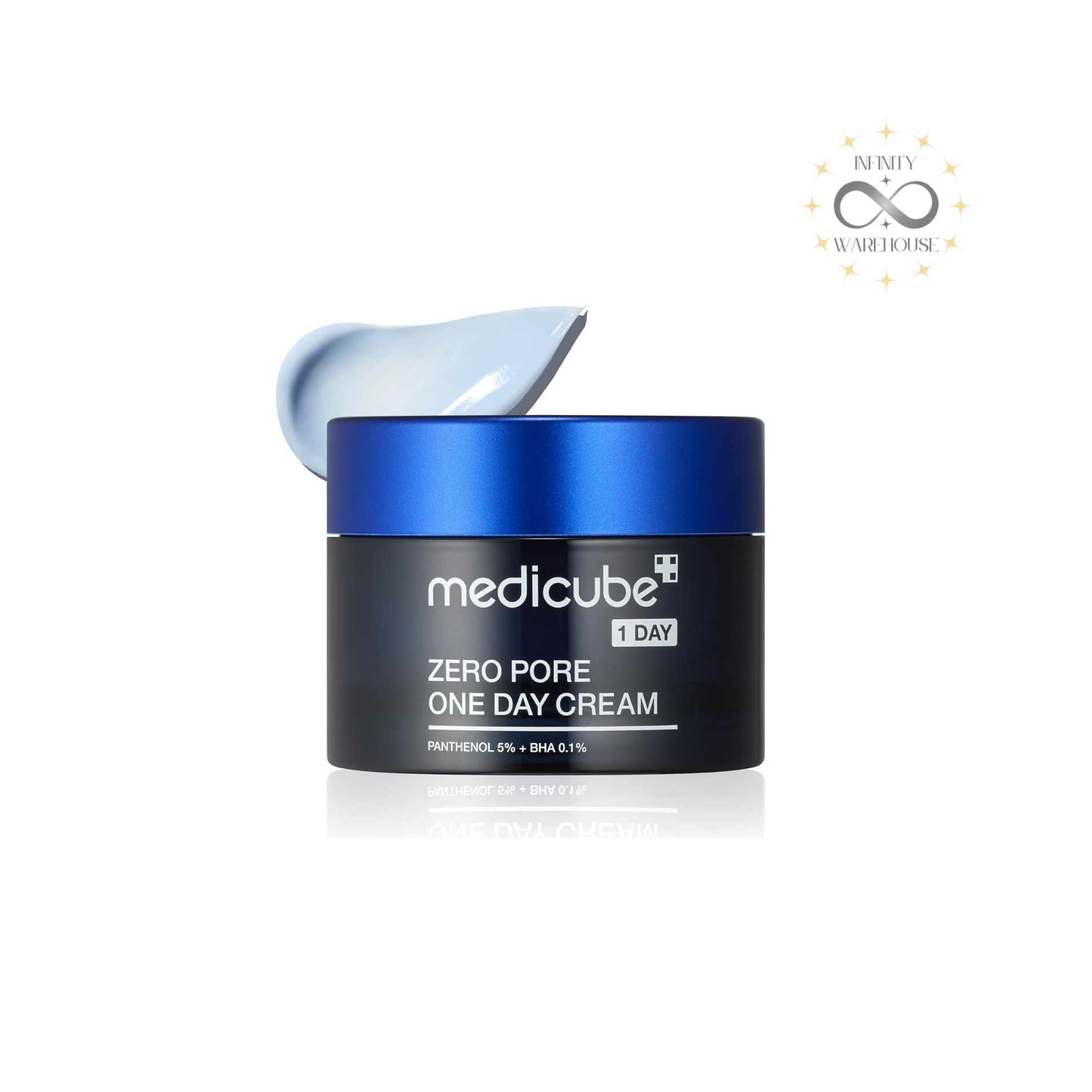 MEDICUBE Zero Pore One-Day Cream 50ml with 5% panthenol, 0.1% BHA (salicylic acid), niacinamide, adenosine and 3D Pore Refining technology for pore tightening, elasticity improvement, sebum control and non-sticky hydra-fresh formula
