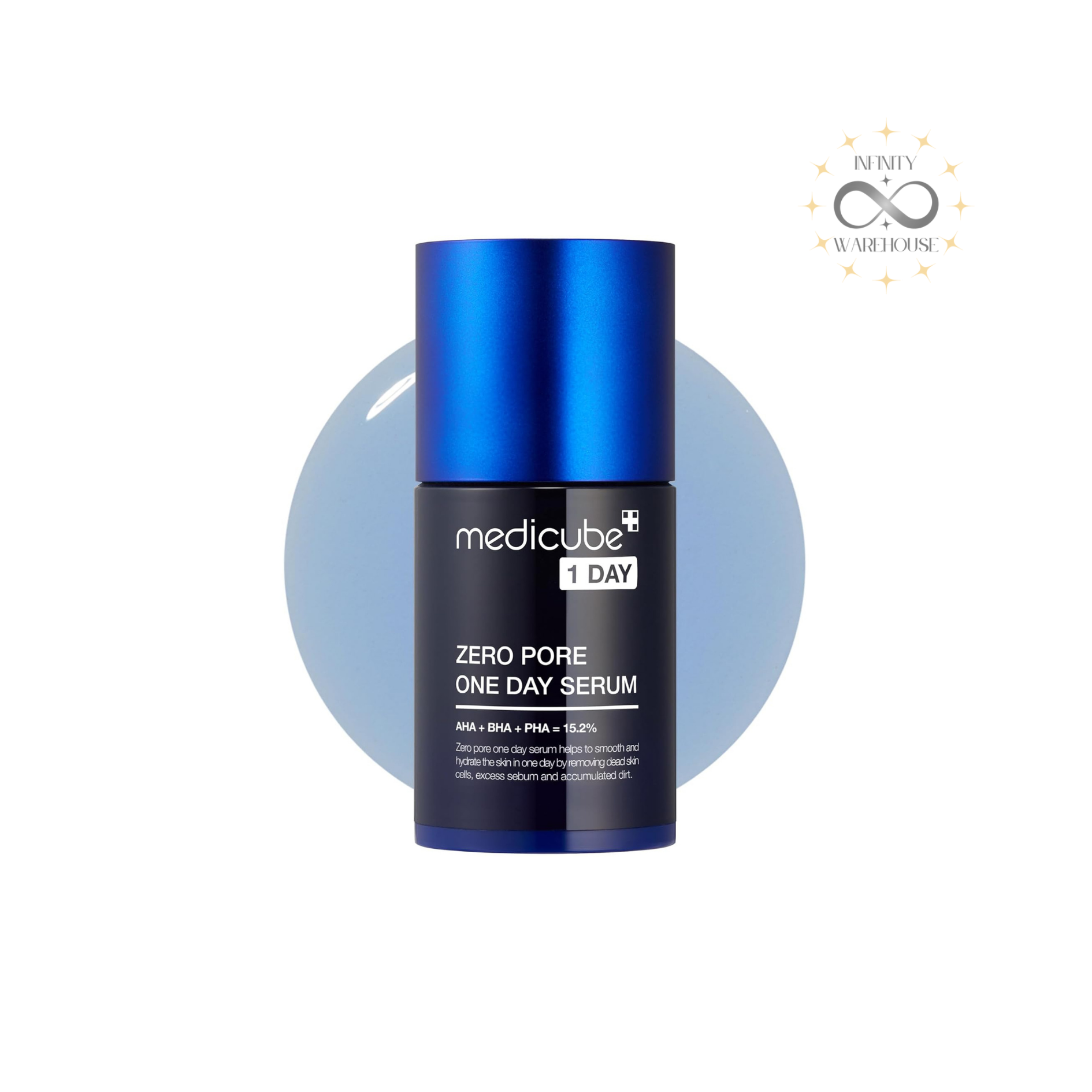 MEDICUBE Zero Pore One-Day Serum 30ml with 15.2% Triple Acids (AHA 1%, BHA 0.2%, PHA 14%), 2% niacinamide, Myosotis extract, allantoin, adenosine and overnight resurfacing formula for pore tightening, blackhead removal, sebum control and 10.8% pore reduction after one day
